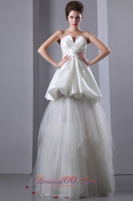 Unique Strapless Taffeta and Tulle Wedding Dress