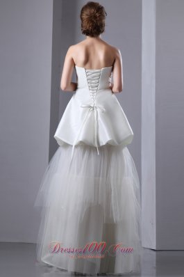 Unique Strapless Taffeta and Tulle Wedding Dress