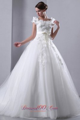 Gorgeous Wedding Dress Taffeta and Tulle Appliques Lenkas