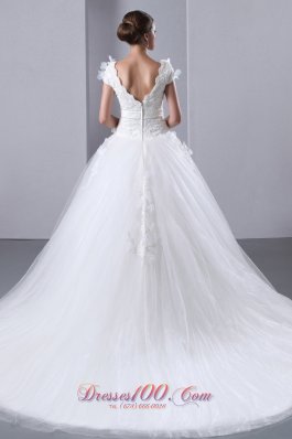 Gorgeous Wedding Dress Taffeta and Tulle Appliques Lenkas