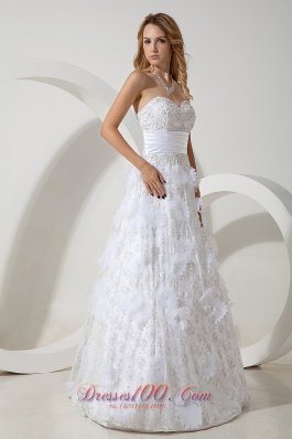 Special Fabric Beading Column Sweetheart Wedding Dress