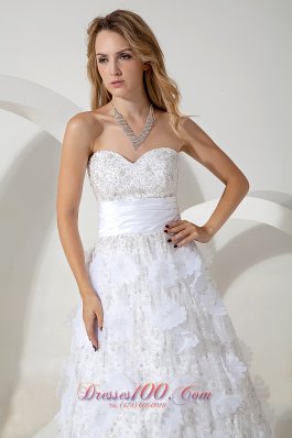 Special Fabric Beading Column Sweetheart Wedding Dress