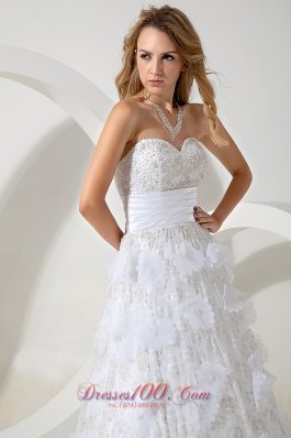 Special Fabric Beading Column Sweetheart Wedding Dress