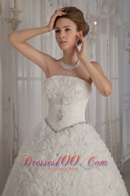 Romantic Rolling Flowers Princess Beading Wedding Dress
