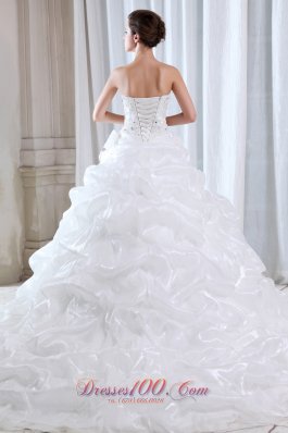 Fabulous Strapless Organza Beading Appliques Wedding Dress