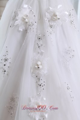 Best Seller Floral One Shoulder Tulle Appliques Wedding Dress