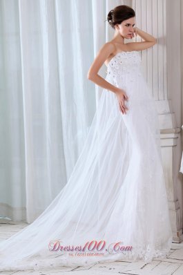 Pretty Mermaid Tulle Appliques Wedding Dress 2014