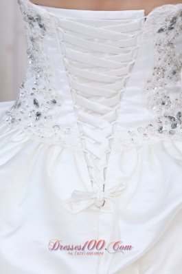 Gorgeous Strapless Beading and Appliques Wedding Dress