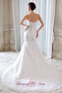 Elegant Special Fabric Mermaid Strapless Wedding Dress