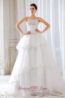 Princess Strapless Tulle Beading and Appliques Wedding Dress