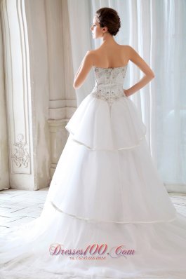 Princess Strapless Tulle Beading and Appliques Wedding Dress