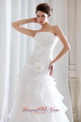 Fitted Princess Strapless Organza Ruchings Wedding Dress