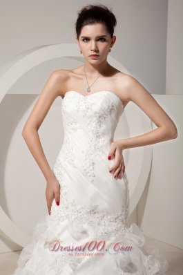 Elegant Mermaid Sweetheart Organza Beading Wedding Dress