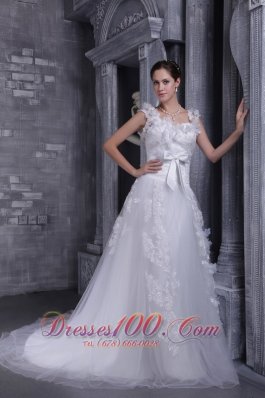 Elegant Square Tulle Lace Wedding Dress 2013