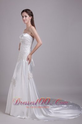 High Quality Elastic Woven Satin Lace Wedding Dress