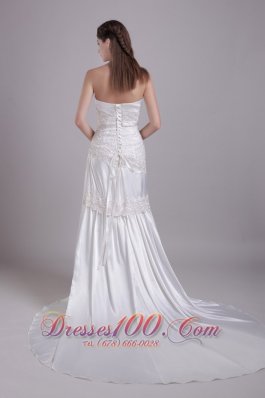 High Quality Elastic Woven Satin Lace Wedding Dress