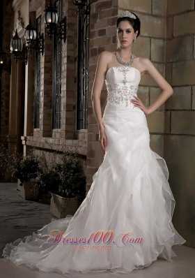 Romantic Strapless Organza Appliques Maria Wedding Dress