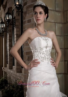 Romantic Strapless Organza Appliques Maria Wedding Dress