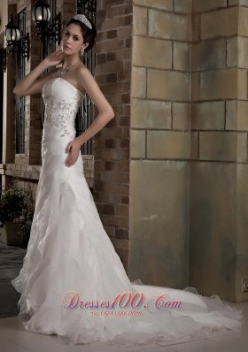 Romantic Strapless Organza Appliques Maria Wedding Dress