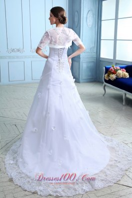 Romantic Wedding Dress Lace Hand Made Flowers