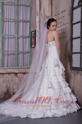 Attractive Strapless Ruffled Layers Wedding Dress