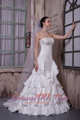 Attractive Strapless Ruffled Layers Wedding Dress