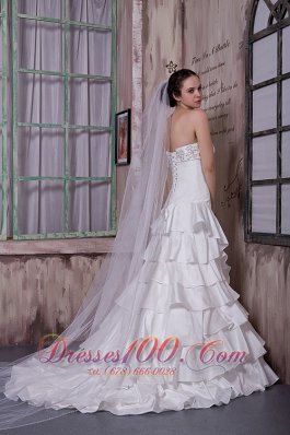 Attractive Strapless Ruffled Layers Wedding Dress