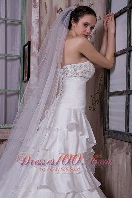 Attractive Strapless Ruffled Layers Wedding Dress