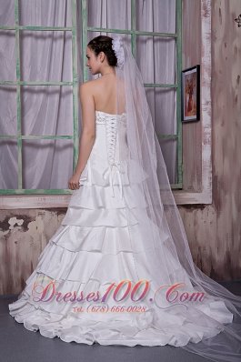 Attractive Strapless Ruffled Layers Wedding Dress