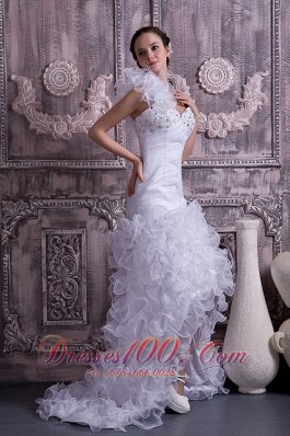 Gorgeous One Shoulder High-low Wedding Dress Organza