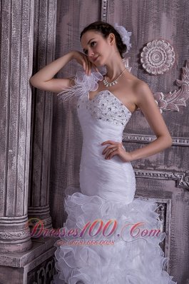 Gorgeous One Shoulder High-low Wedding Dress Organza