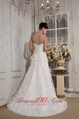 Elegant Strapless Lace Bowknot Wedding Dress