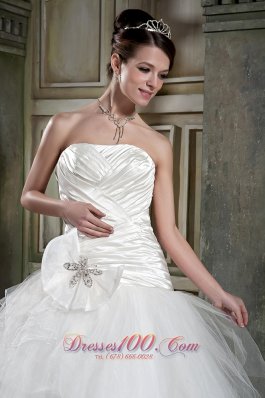 High Quality Strapless Wedding Dress Tulle and Taffeta