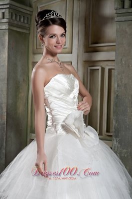 High Quality Strapless Wedding Dress Tulle and Taffeta