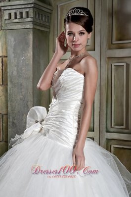 High Quality Strapless Wedding Dress Tulle and Taffeta