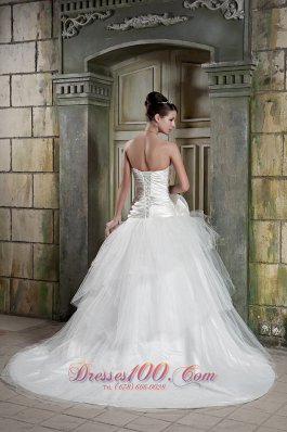 High Quality Strapless Wedding Dress Tulle and Taffeta