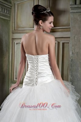 High Quality Strapless Wedding Dress Tulle and Taffeta