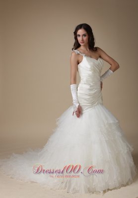 Chic One Shoulder Taffeta and Organza Wedding Dress