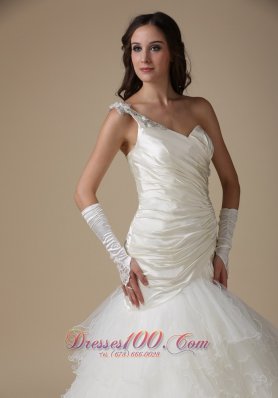 Chic One Shoulder Taffeta and Organza Wedding Dress