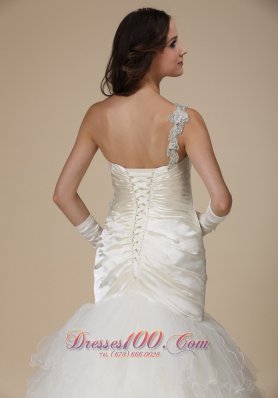 Chic One Shoulder Taffeta and Organza Wedding Dress