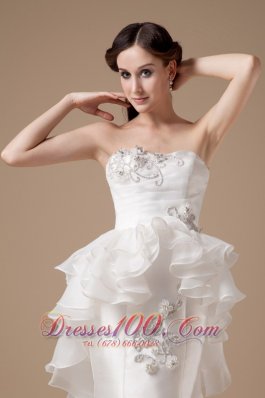 Classy Strapless Wedding Dress Satin and Organza