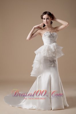 Classy Strapless Wedding Dress Satin and Organza