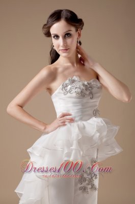 Classy Strapless Wedding Dress Satin and Organza