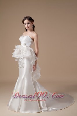 Classy Strapless Wedding Dress Satin and Organza