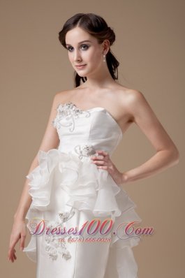 Classy Strapless Wedding Dress Satin and Organza