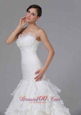 Trumpet Sweetheart Ruched Ruffles Wedding Dress