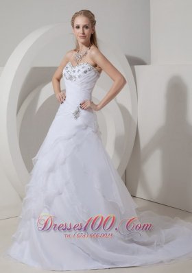 Mod Sweetheart Organza Beading Wedding Dress