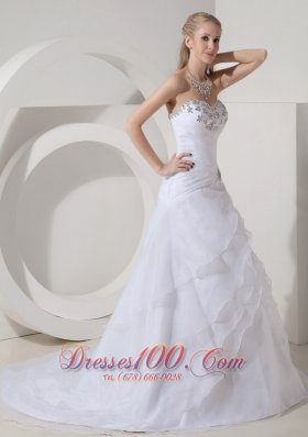 Mod Sweetheart Organza Beading Wedding Dress