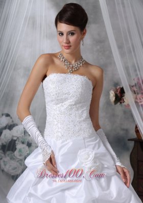 Amazing Strapless Taffeta Appliques Wedding Dress