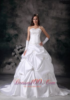 Sweetheart Wedding Dress Taffeta Embroidery